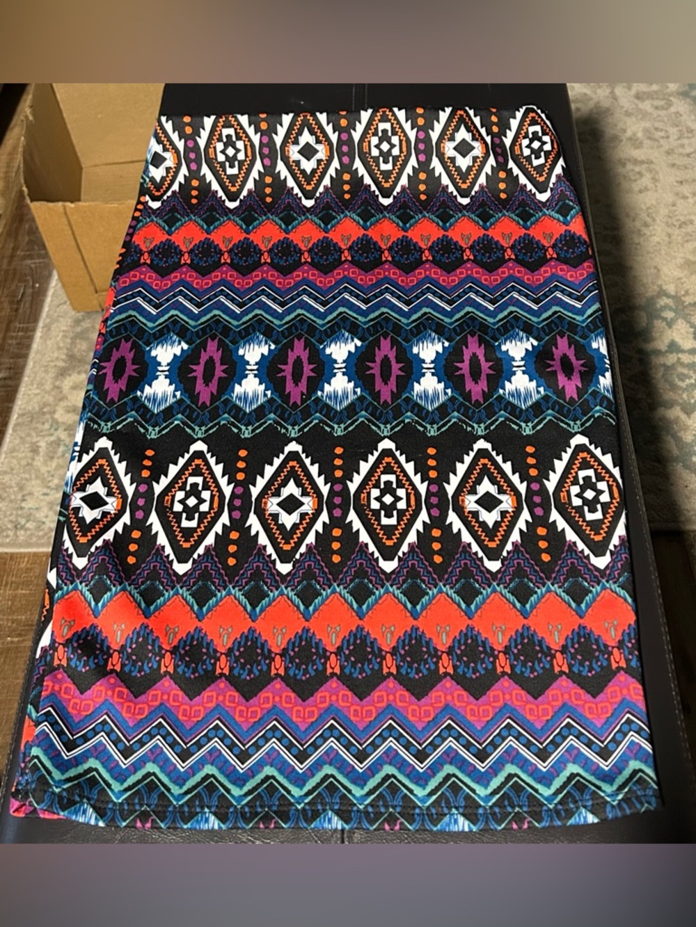 Vibrant Aztec Print Rue 21 Pencil Skirt - Black, Red, Blue, Purple Size M